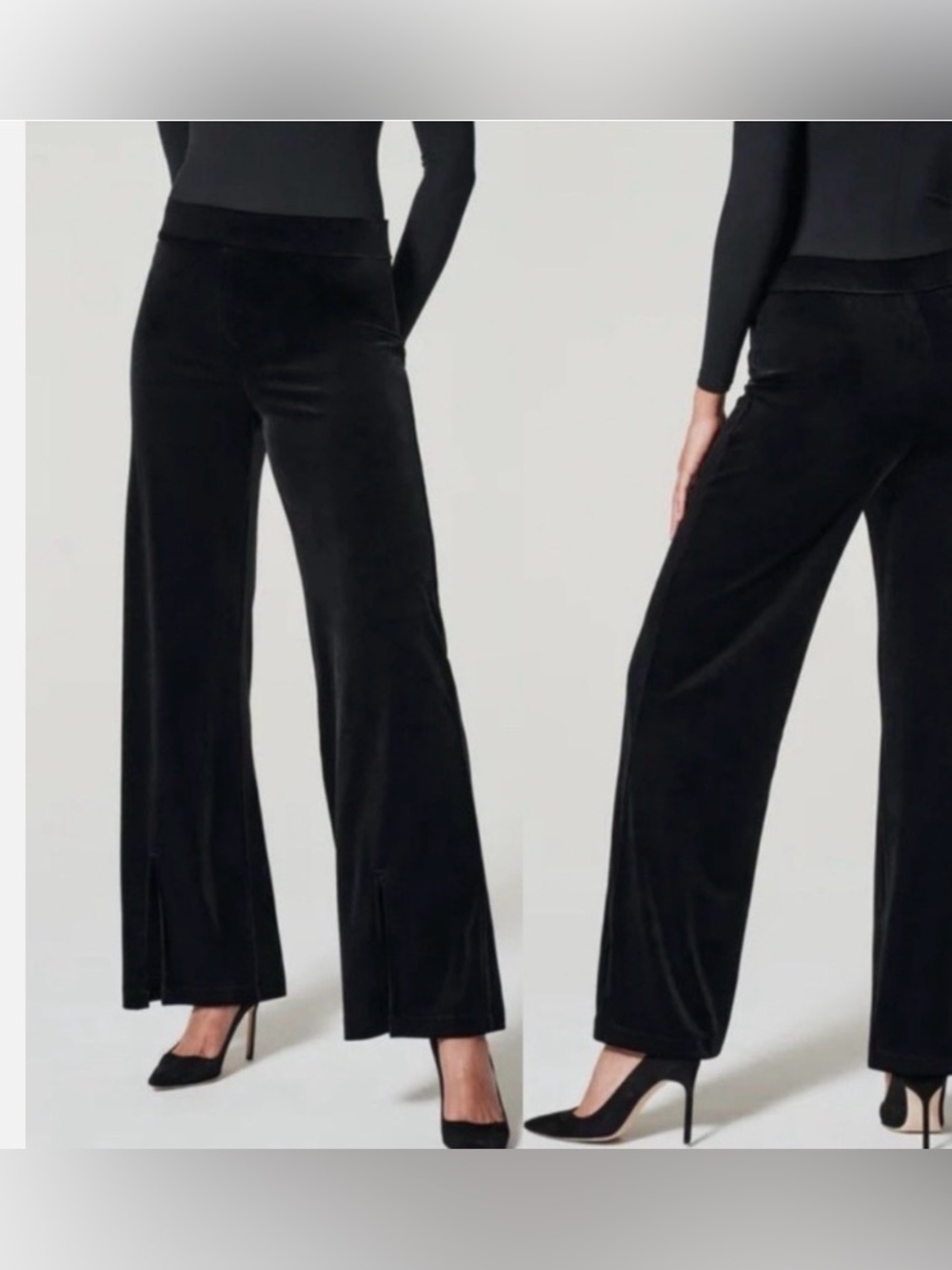 ✨Spanx Wide Leg With Splits Black Velvet Pants